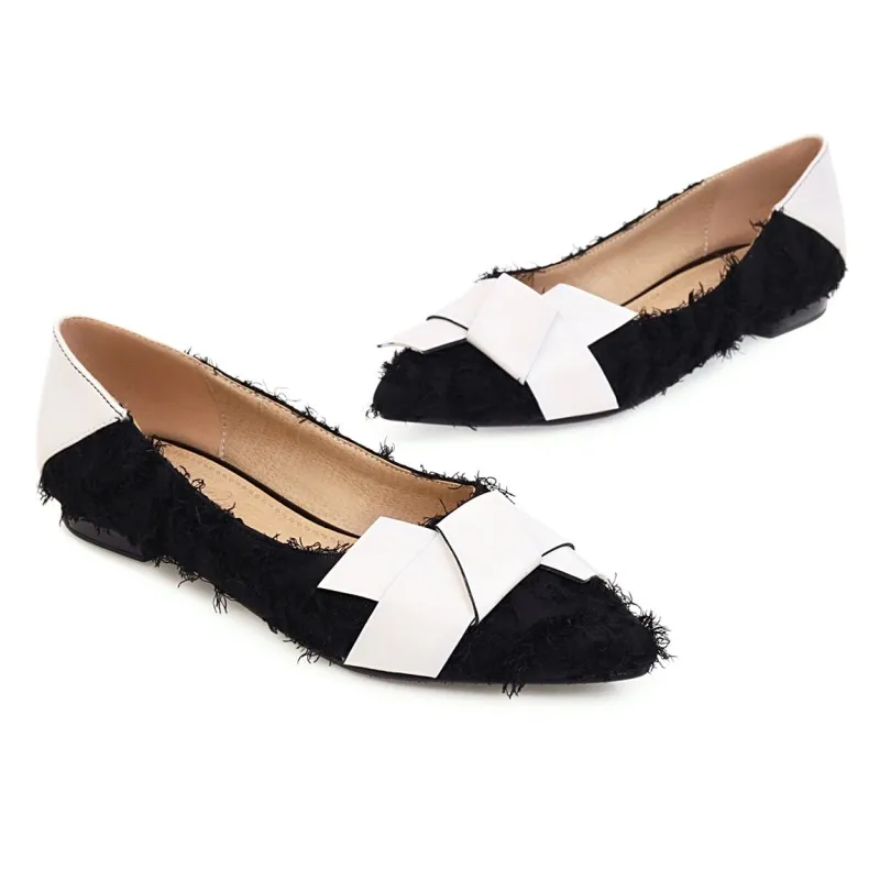 Туфли женские с острым носком плоская подошва летняя модная обувь большие