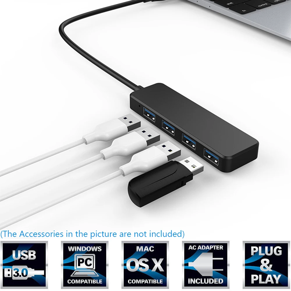 1 шт. ультратонкий высокоскоростной концентратор USB 2 0 3 внешний адаптер с 4