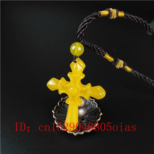 Натуральный желтый китайский нефритовый крест подвеска ожерелье модные