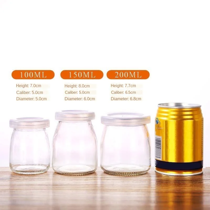 

6PCS Wish Bottle Mini Yogurt Pudding Bottle Glass Jar Milk Jelly Bottle Baking Pan Food Storage Container 100ML/ 150ML/200ML