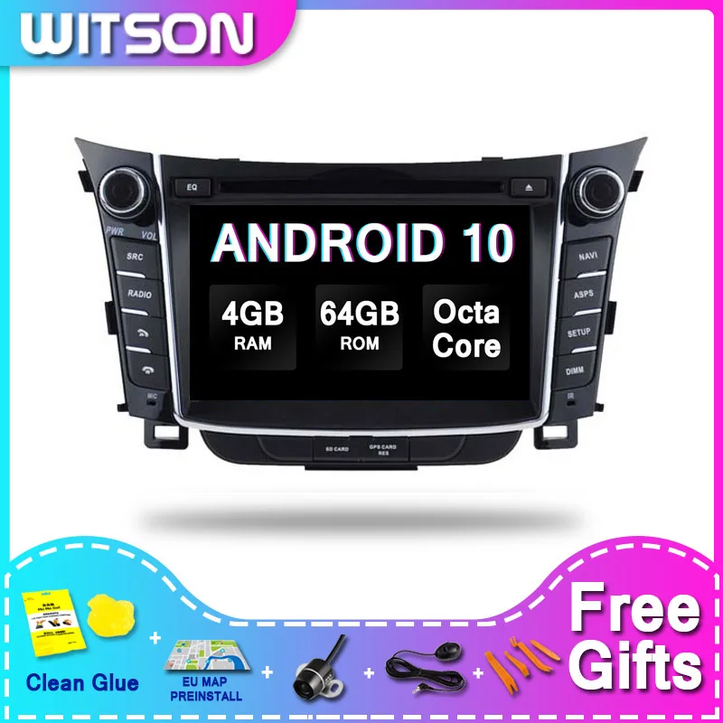 Фото DE В наличии! WITSON Android 10 0 автомобильный видеоплеер для HYUNDAI i30 2011 2013 Octa Core 4 + 64(Aliexpress на русском)