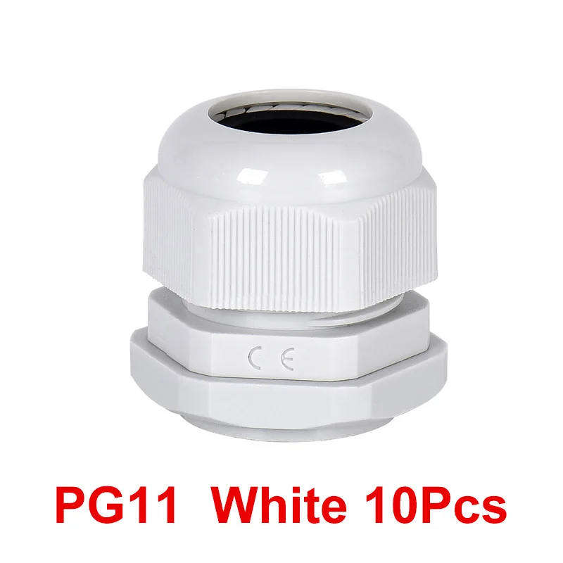 PG11 White 10Pcs PG нейлоновый кабельный ввод пластиковый Электрический провод водонепроницаемый соединительный кабель IP68 PG7 PG9 PG11 PG13.5 PG16 PG19 4-50 мм Gram Head CE - Цвет: PG11 White 10Pcs