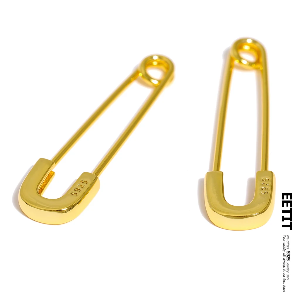 

Eetit Sterling Silver Pin Hoop Earrings Gold Color Metal Unusual Earrings joyas de plata 925 Trendy Accessories Party Gift 2021