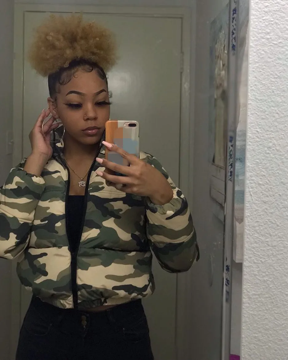 

RT Women Camouflage Jacket Zippers Pockets CoatTurn Down Collar Velvet Overcoat Plus Size High Street Outdoor Wears