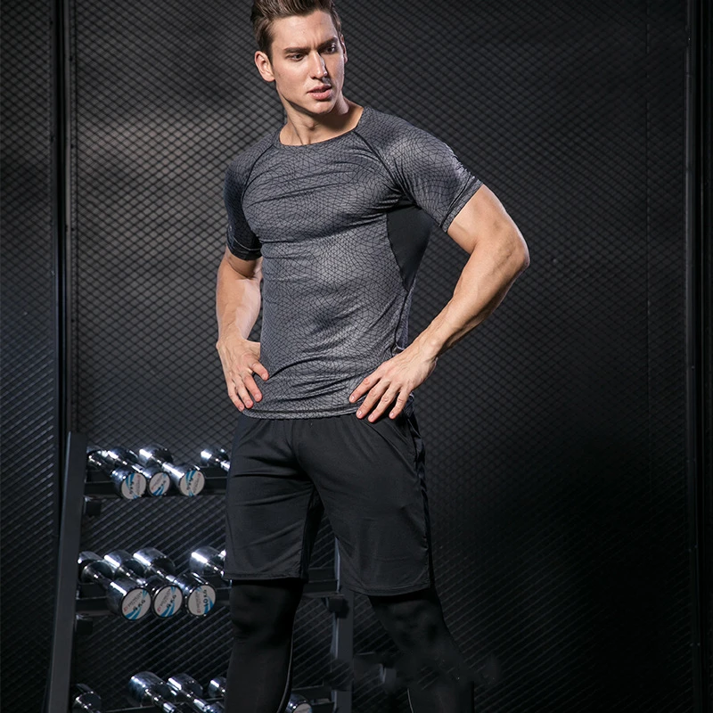 Эластичная компрессионная одежда мужские спортивные костюмы дышащая мужская