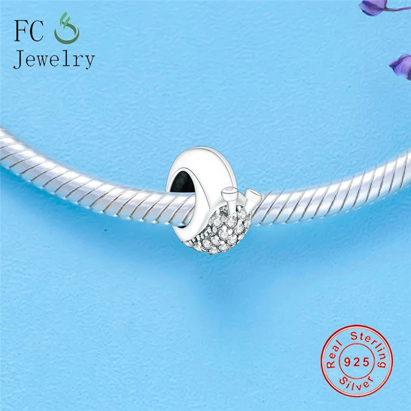 Сверкающая Улитка CZ Charm Fit оригинальные Подвески браслет 925 пробы серебряный шарм