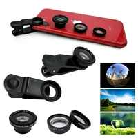 universal 3 in 1 cell phone camera lens kit wide angle macro fisheye lens for smart phones iphone photo background stand