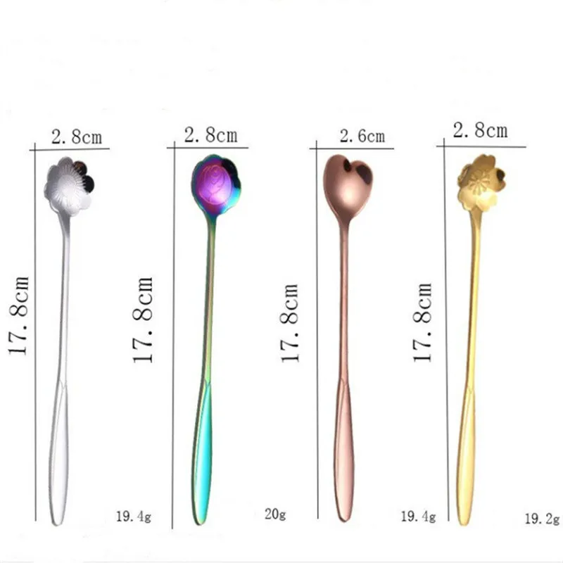 Нержавеющая сталь ледяной крем ложка c длинной ручкой из розового золота