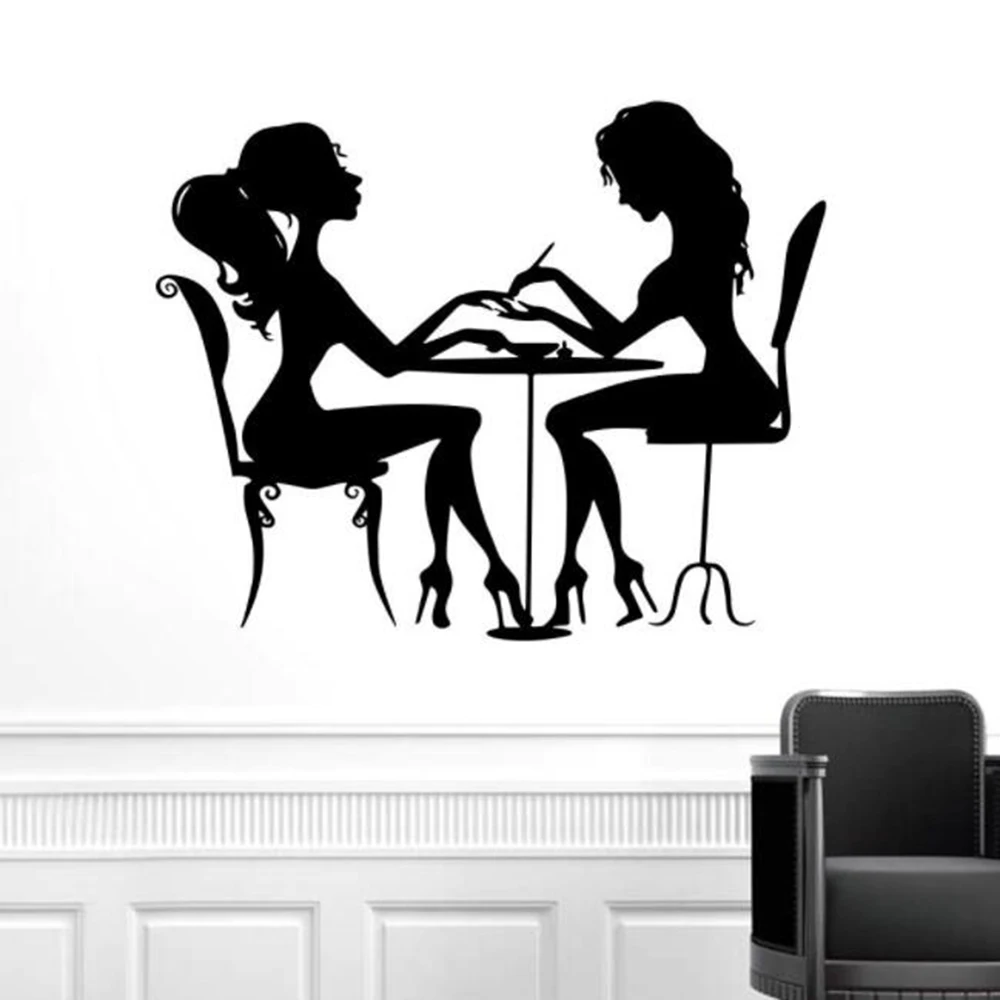 Настенные виниловые наклейки для девочек и женщин маникюрного магазина дивана |