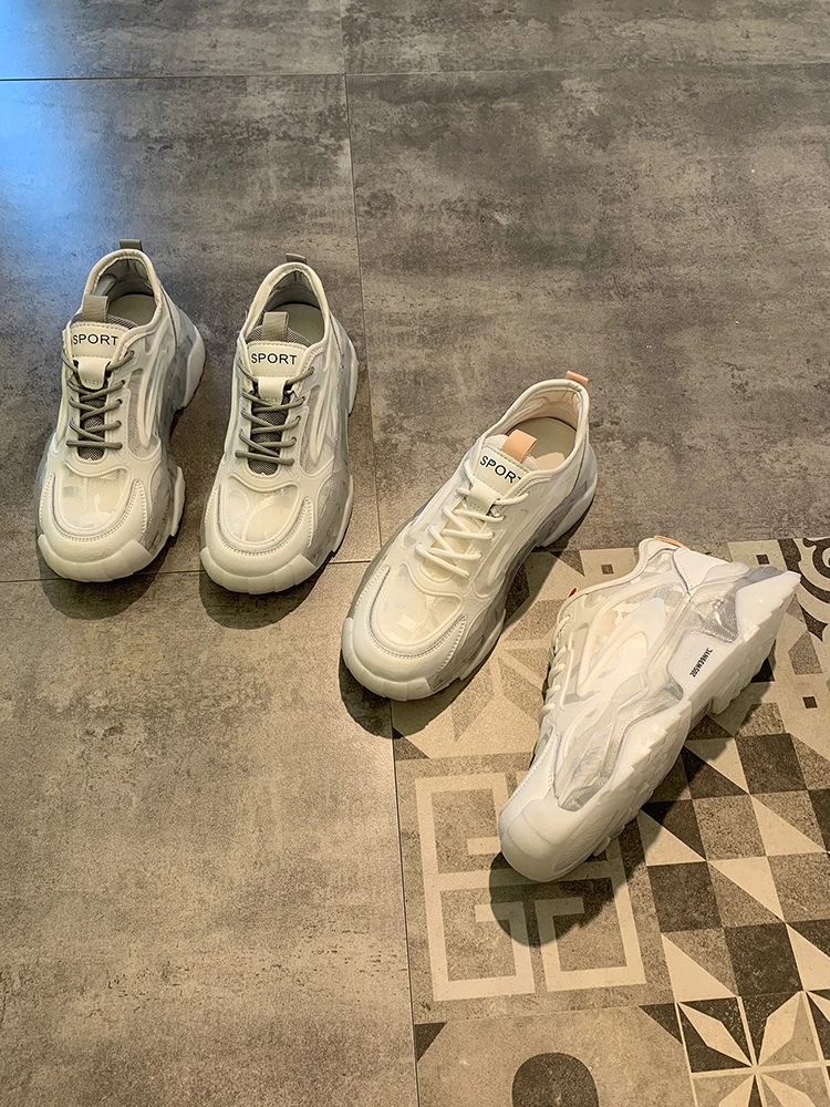 

Fashion All-Match Sports Casual Shoes Spring And Summer New Style Mesh Breathable Thick Bottom Increased Ladies Single Shoes