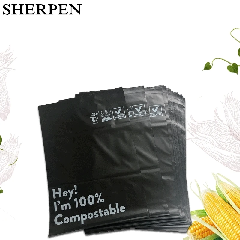 SHERPEN 50pcs/Lot Biodegradable Compostable Bag Organizer Eco Courier Mail Bags Poly Mailers Seal Mailing Envelope Delivery Bag
