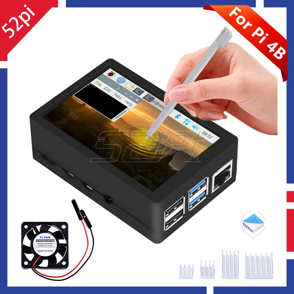 Новое поступление 52Pi Raspberry Pi 4 480*320 3 5 дюйма резистивный сенсорный экран TFT дисплей