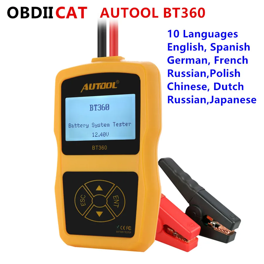 Оригинальный тестер автомобильного аккумулятора AUTOOL BT360 12 в цифровой анализатор