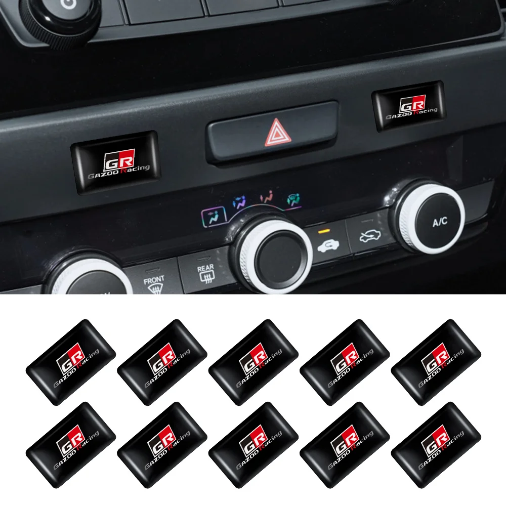 

10pcs Car Window Lift Button Stickers Steering Wheel Badges Interior Decoration For Toyota GR TRD Corolla Yaris Rav4 Hilux Chr