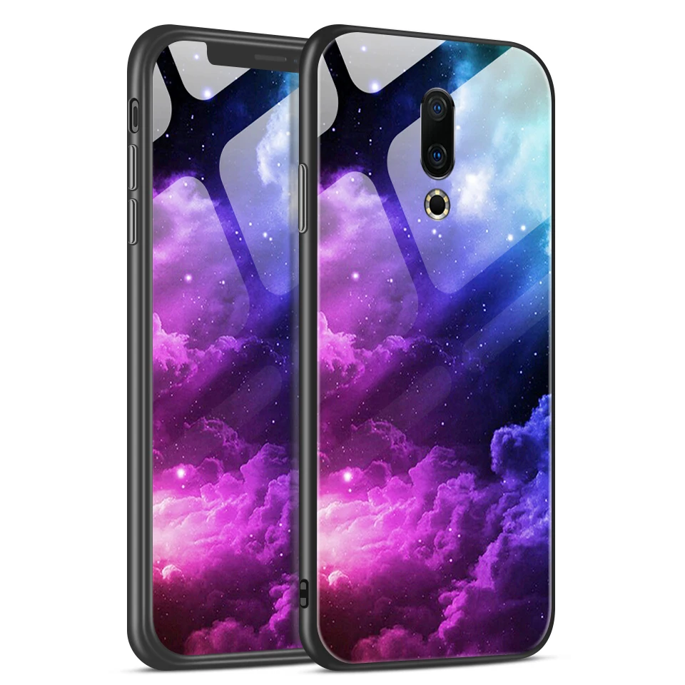 W130 Для Meizu M882Q M892Q M872Q чехол для телефона Meizu M6T звездный узор закаленное стекло Жесткий чехол для Meizu 16Plus 16S 16X TPU оболочка - Цвет: W130