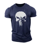 Футболка мужская эластичная с принтом черепа, дышащая, легкая