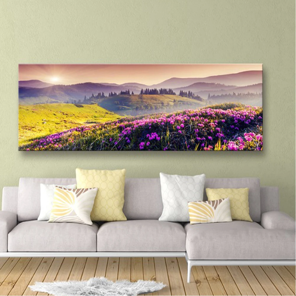 Алмазная живопись большого размера сделай сам цветы лес красивая Гора полная