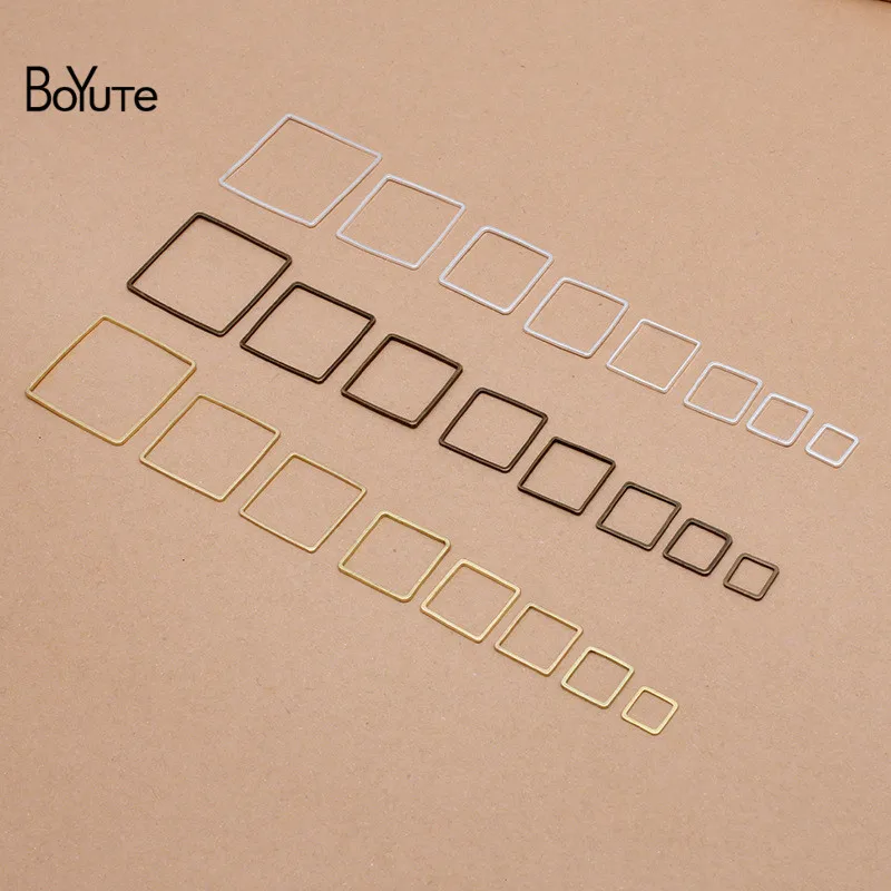 

BoYuTe (200 Pieces/Lot) 8 Sizes Metal Brass Geometric Square Jump Ring Materials DIY Handmade Jewelry Accessories
