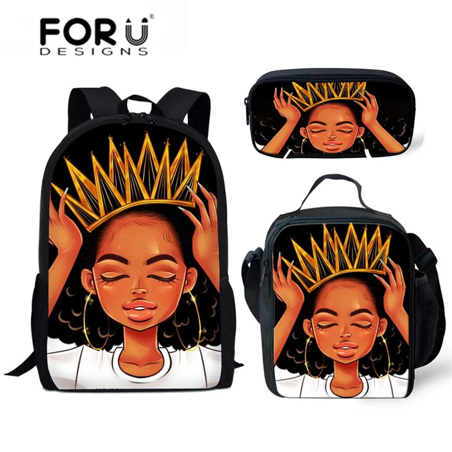 YQ1901CGK FORUDESIGNS/детские школьные сумки для детей, черная девочка, волшебная афро леди, с принтом, школьная сумка для подростков, сумка для книг на плечо, Mochila - Цвет: YQ1901CGK
