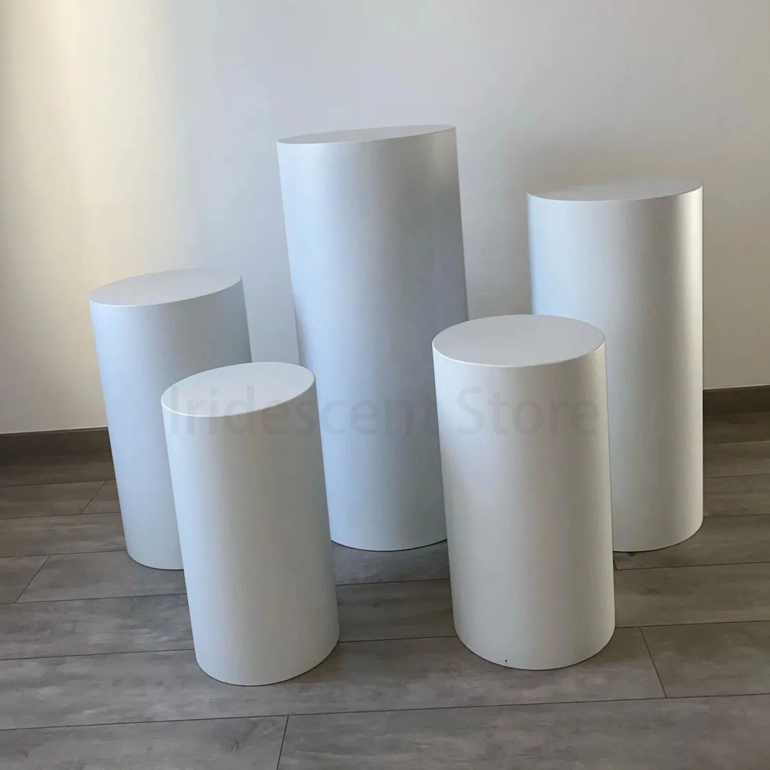 Base de hierro blanca de elevaci&oacute;n circular, pantalla de fiesta, base de boda, 5 piezas, nueva actualizaci&oacute;n de 2021-4