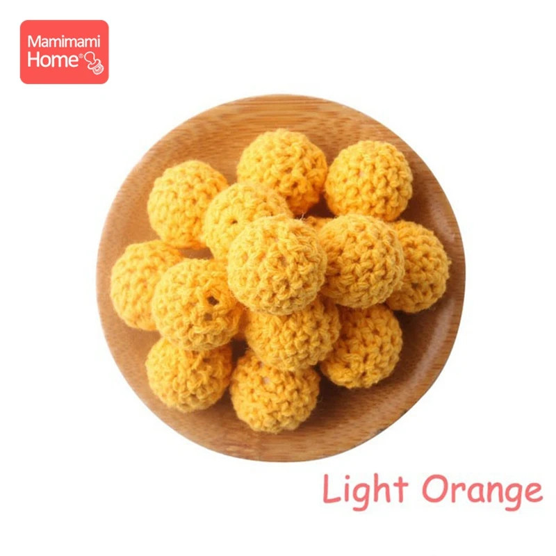 Light Orange 10 шт. 20 мм набор для вязания крючком Прорезыватель для зубов сделай сам для Кормления Шприц ожерелье деревянные пустые вязаные бусины Детские товары игрушки - Цвет: Light Orange