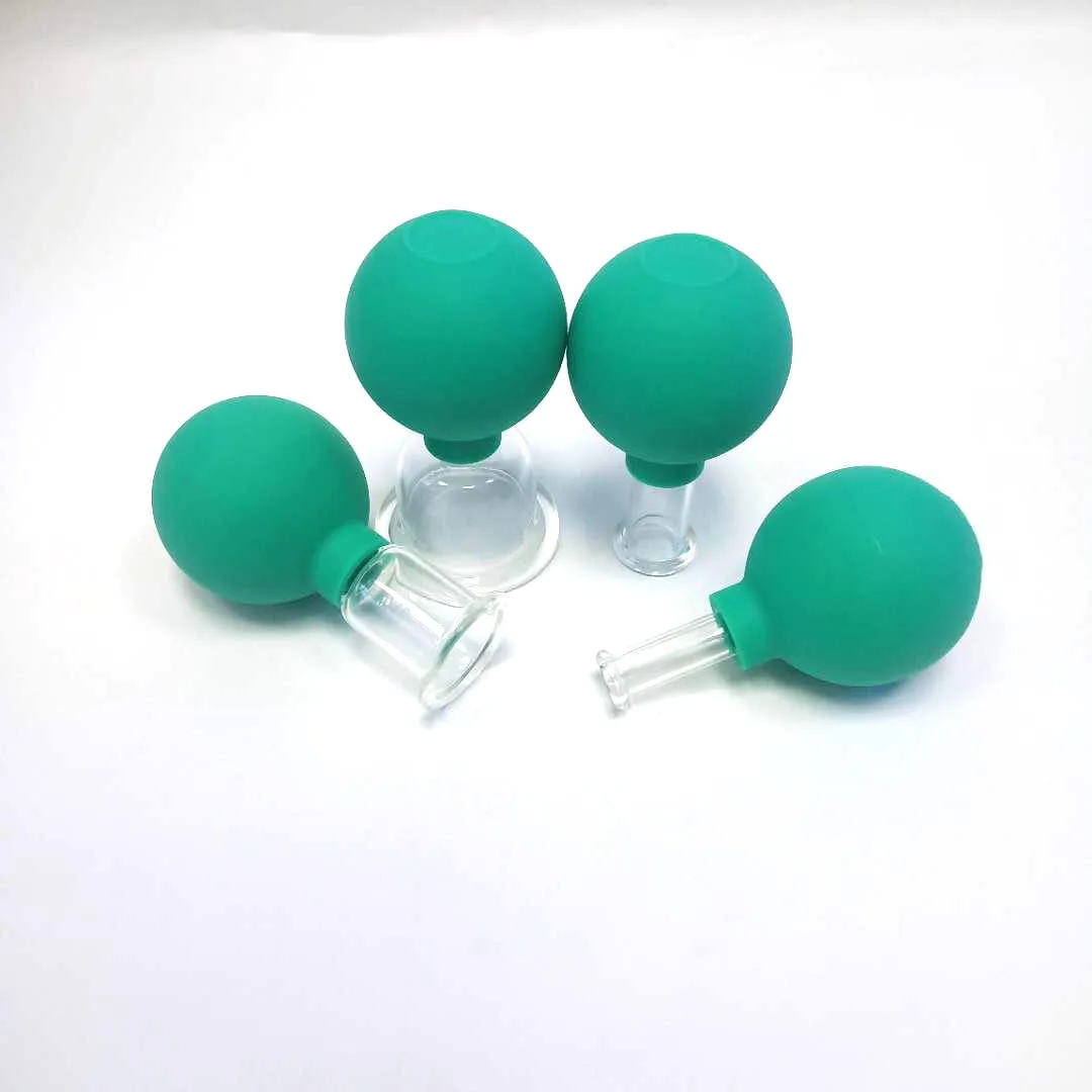 

4pcs Health Massage Vacuum Cupping Cups Set Rubber Head Glass Anti Cellulite Massage Chinese Therapy Face Cupping Set Cans