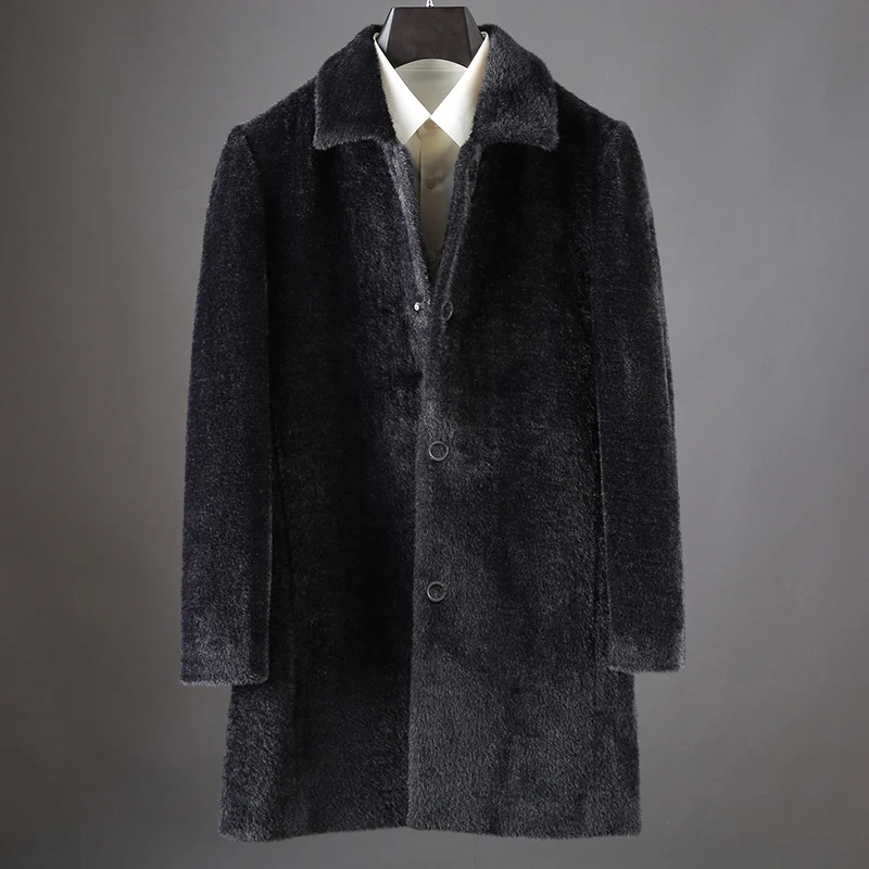 JSBD зимнее новое пальто из искусственного меха мужское длинное повседневное