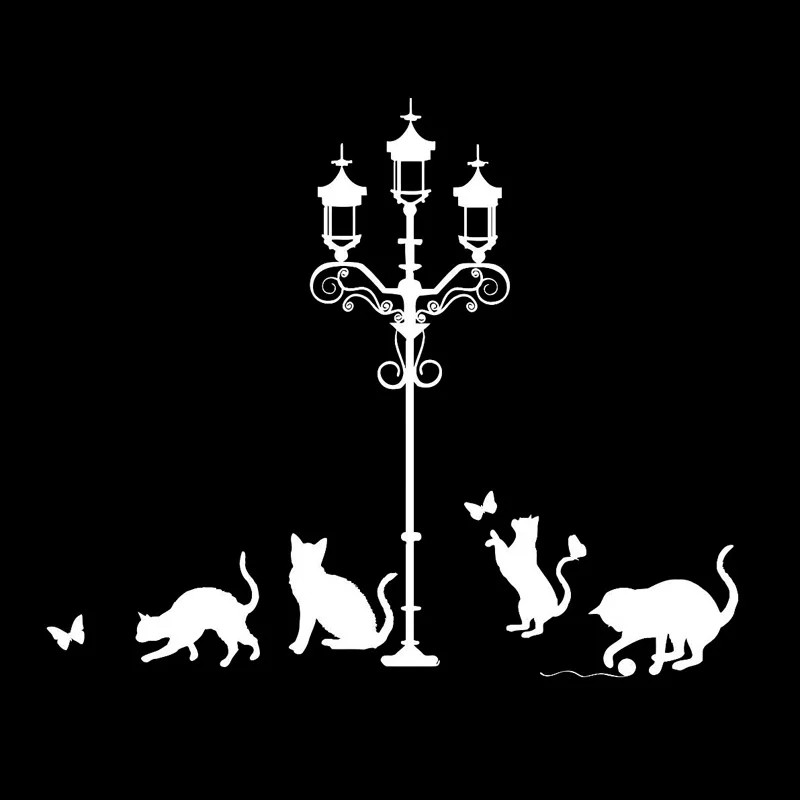 

Volkrays Fashion Car Sticker Street Light Cats Accessories Reflective Waterproof Sunscreen Vinyl Decal Black/Silver,13cm*16cm