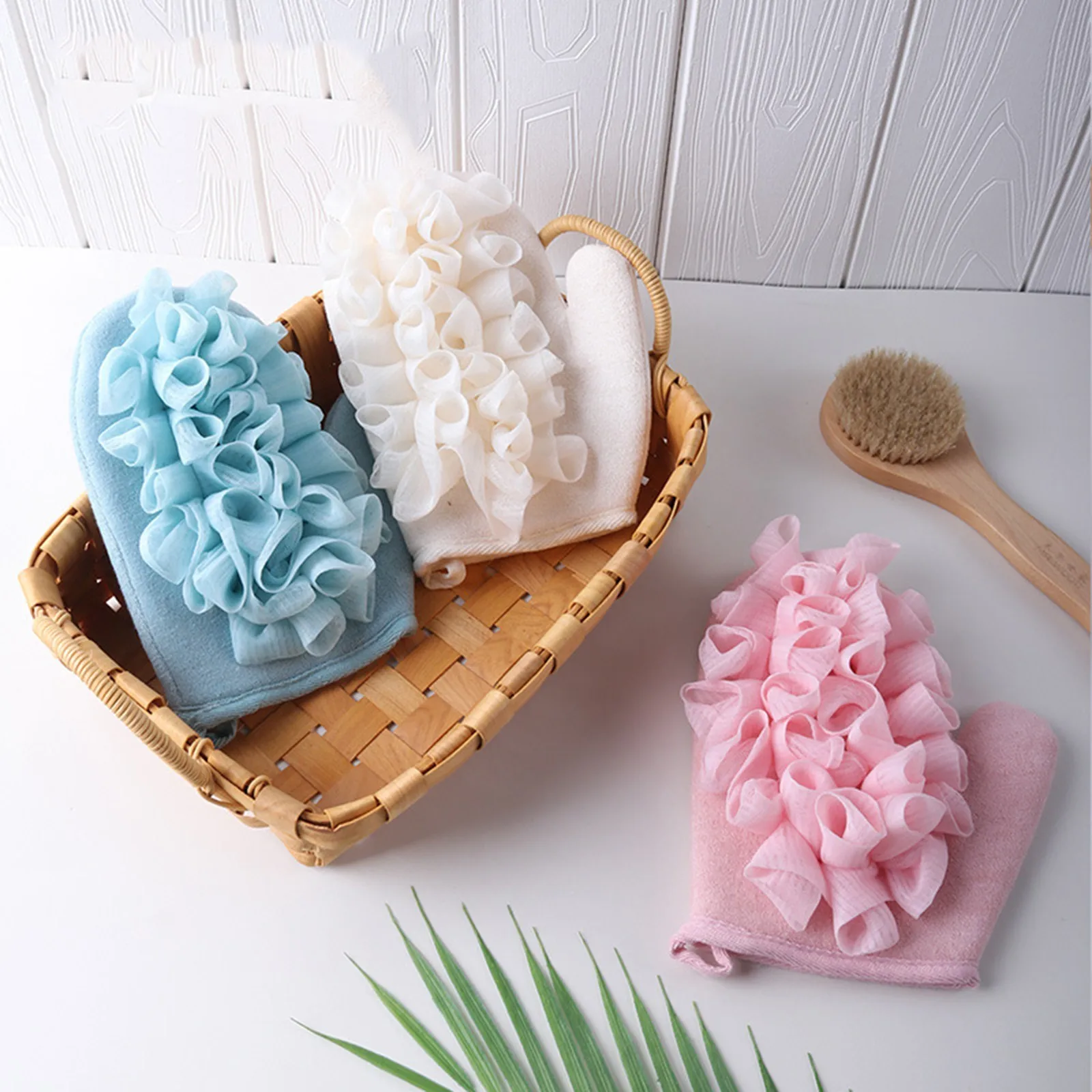 

Bath Sponge Gloves with Shower Loofahs Multifunctional Exfoliating Back Shower Scrub Bath Ball Gloves Towel Body Scrub Gloves
