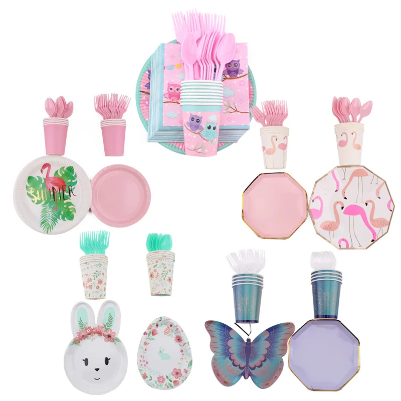 

Animal Zoo Flamingo Party Disposable Tableware Set Party Table Decoration Baby Shower Cup Plates Wedding Birthday Party Supplies
