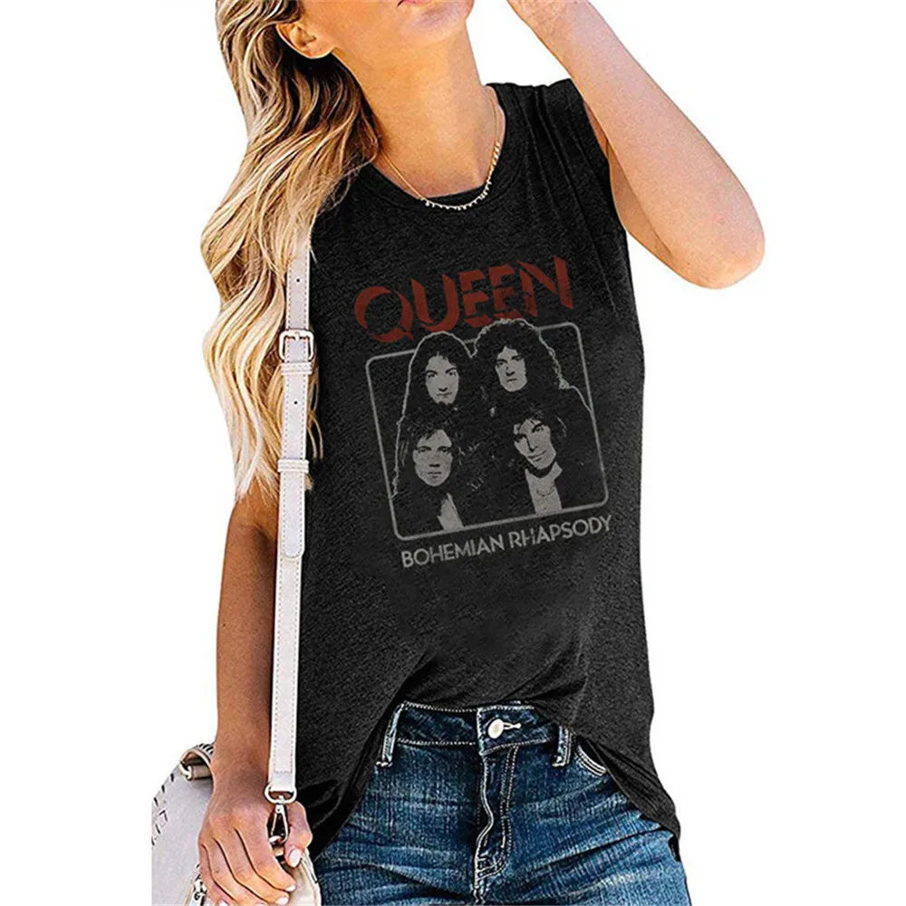 Женская майка без рукавов с принтом и круглым вырезом|Майки| |