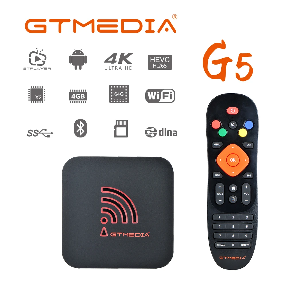 Приставка Смарт ТВ GTMEDIA Android 9 0 4 + 64 ГБ 4K 1080P 2 16 Гб|ТВ-приставки и медиаплееры| |