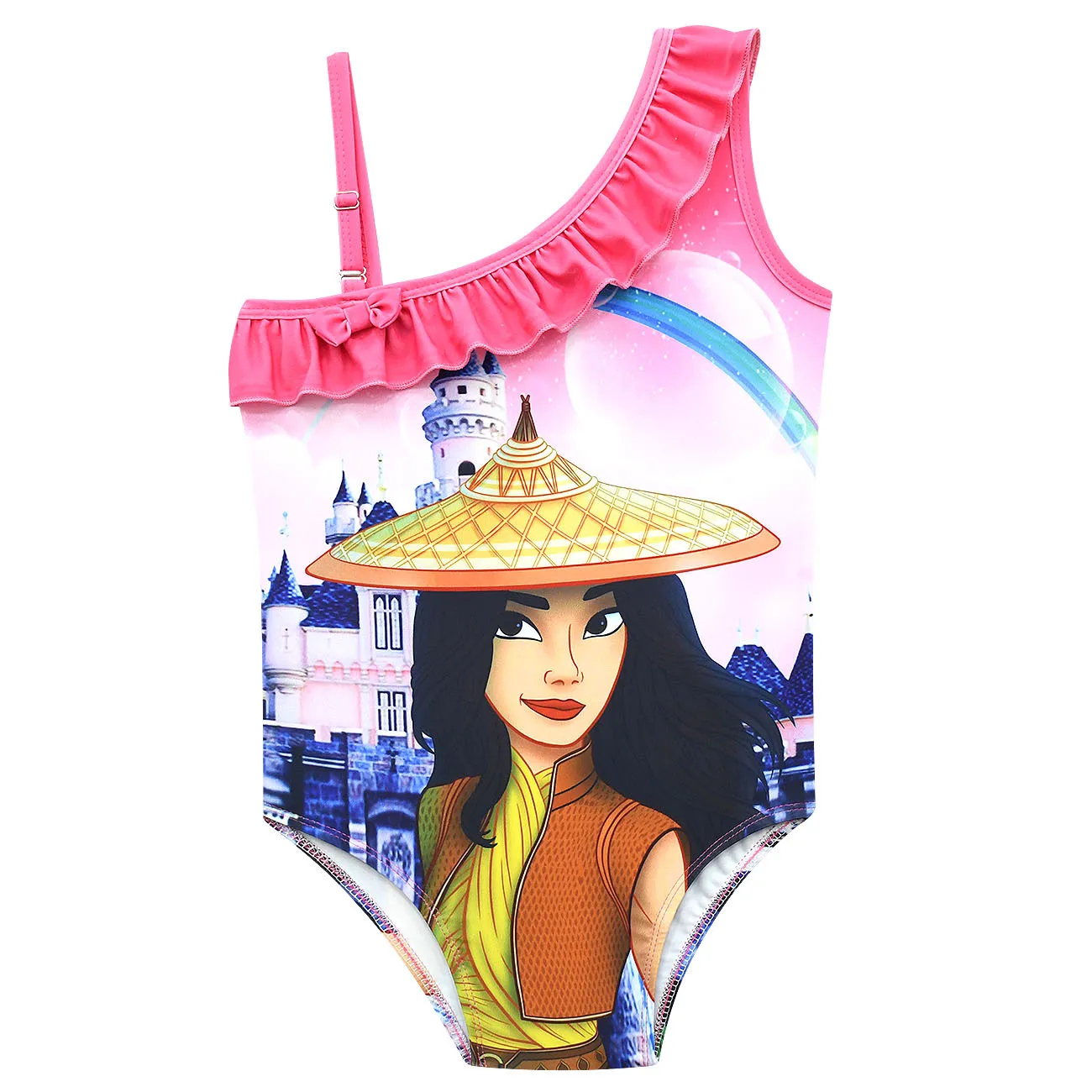 

Toddler Girls Swimsuits Raya and The Last Dragon Summer Kids One Piece Ruffle Swimwear Children's Bathing Suits Cute Beach Wear