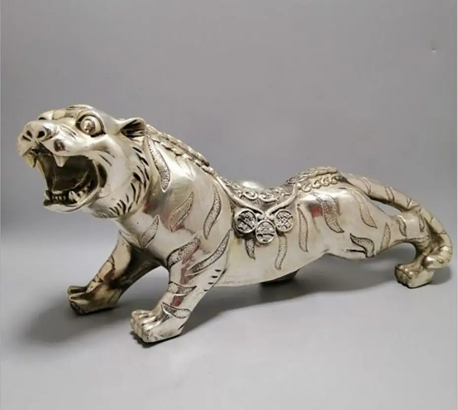 Медная статуя из чистой меди властное животное тигр украшение белый медный для