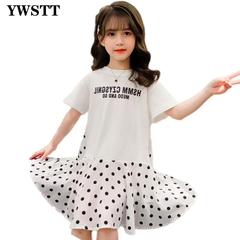 

Детское платье в горошек с коротким рукавом, новинка 2020, летнее газовое платье принцессы, свежие тонкие платья для девочек