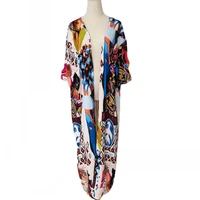 2022 spring vacation leisure long skirt african womens new style printed loose robe cardigan beach blouse sunscreen clothing