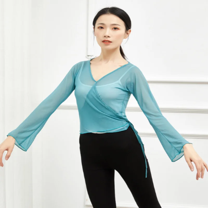 

Fashion Ballet Practicing Costumes Women Dance Stage Performance Clothing Fast-dry Cool Feeling Lace-up Gauzy Tops