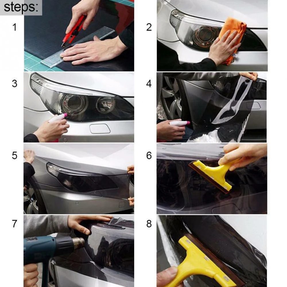 

Wrap Film Headlight Light Transparent UV resistant 200*40cm Protection