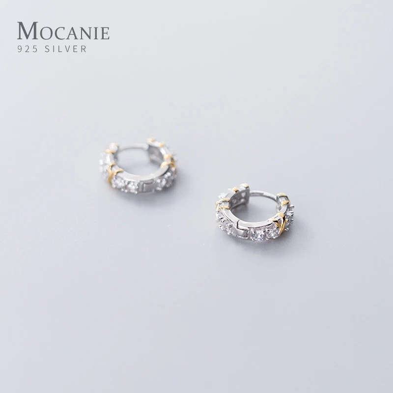 

Mocanie Clear CZ Geometric Fashion 925 Sterling Silver Hoop Earring for Women Beauty Simple Earrings Party Fine Jewelry 2020 New