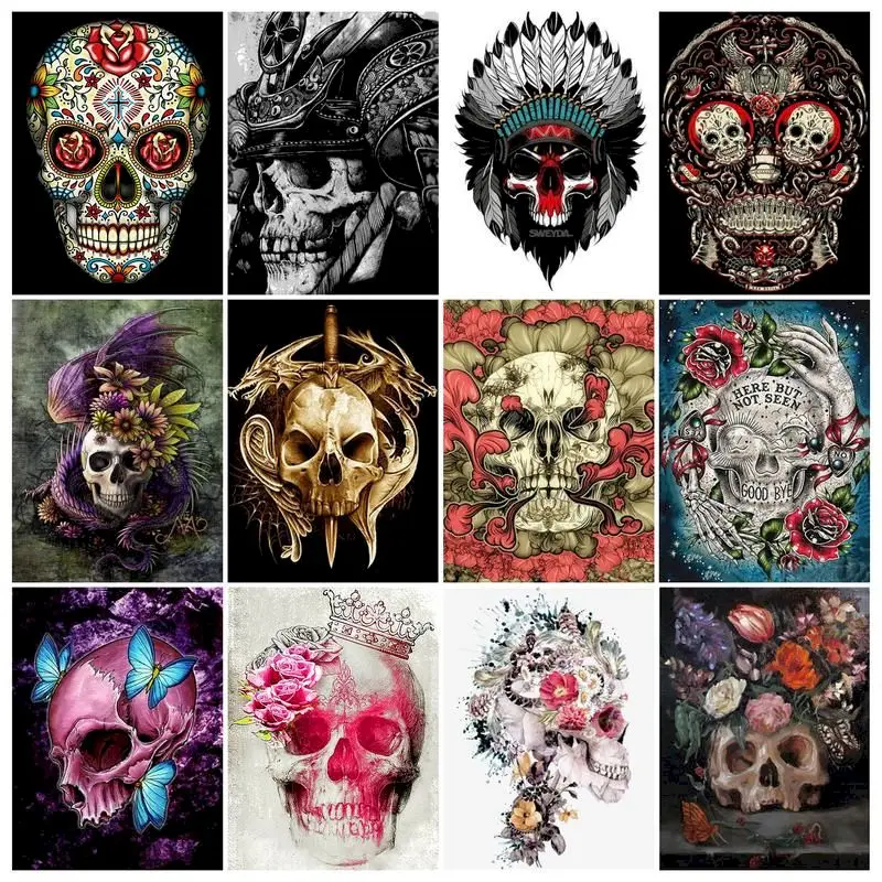 

SDOYUNO Oil Paint By Numbers Kits Flowers Skeleton Painting By Numbers On Canvas Frameless 60x75cm Draw Painting DIY Home Decor