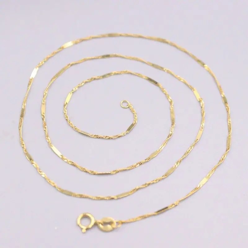 

Pure Au 750 18K Yellow Gold Chain 0.7mmW Women Singapore Link Necklace 18inch 1-1.5g