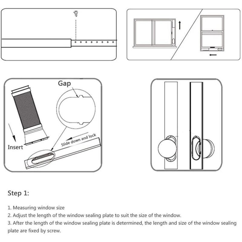 

3Pcs Well-Sealed Window Slide Kit Plate Adapter for Portable Air Conditioner,Universal Window Seal Set 1.9M CNIM Hot