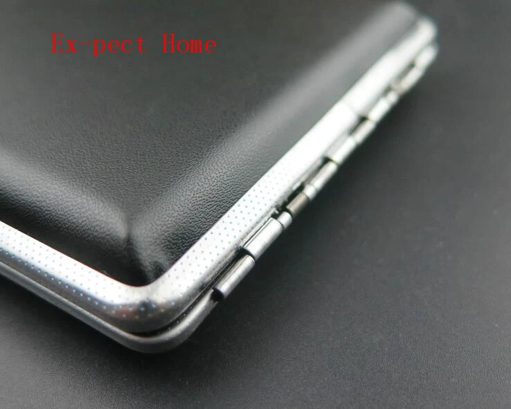 100 шт./лот черный портсигар из искусственной кожи с металлической рамой коробка