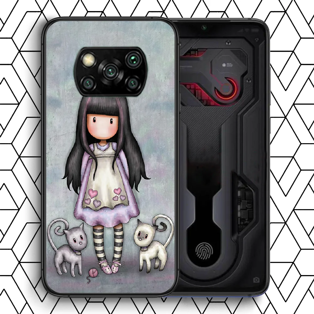 

Cartoon Lovely Santoro Gorjuss Phone case Cover Hull For Xiaomi Mi A2 A3 8 9 9T Note 10 Se Lite Pro black Etui Pretty Back