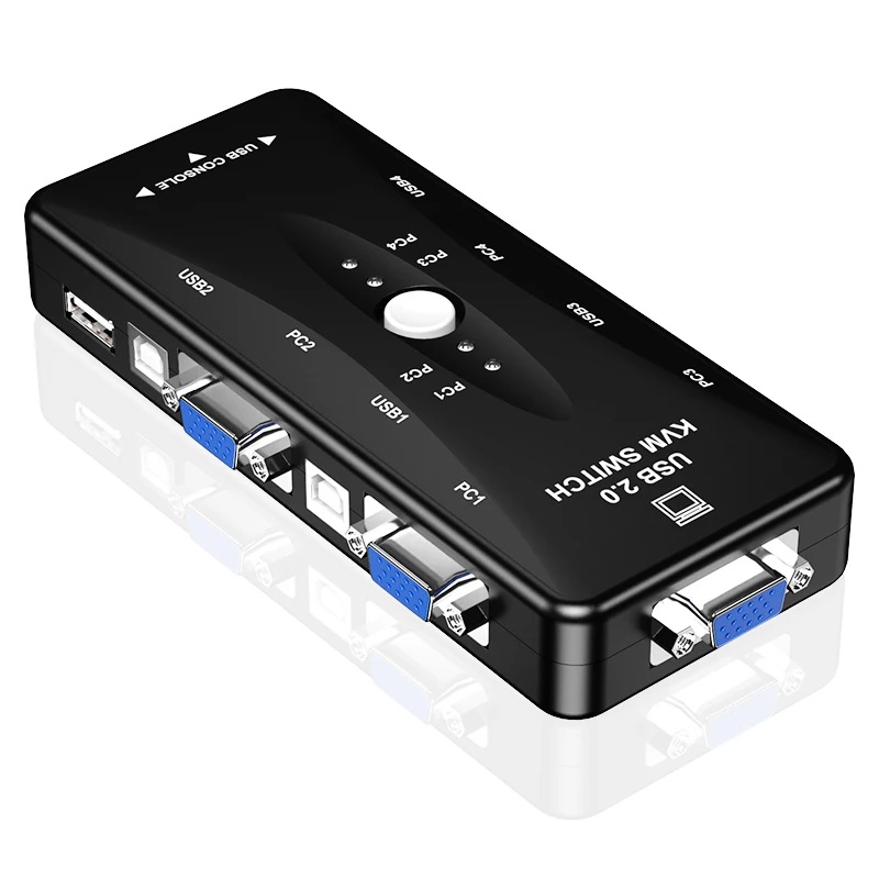 OULLX 4 портовый KVM переключатель USB 2 0 VGA сплиттер принтер Мышь Клавиатура Pendrive Share
