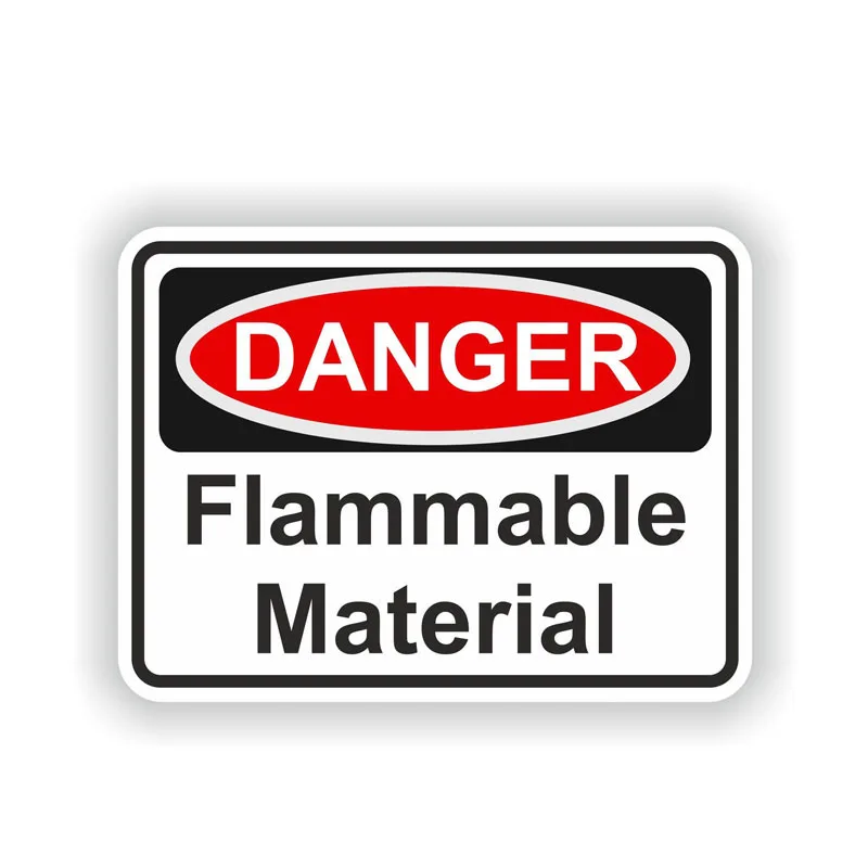 

New Personality Warning Flammable Material Danger Vinyl Car Stickers Decals Motorcycl PVC 14CM*10CM