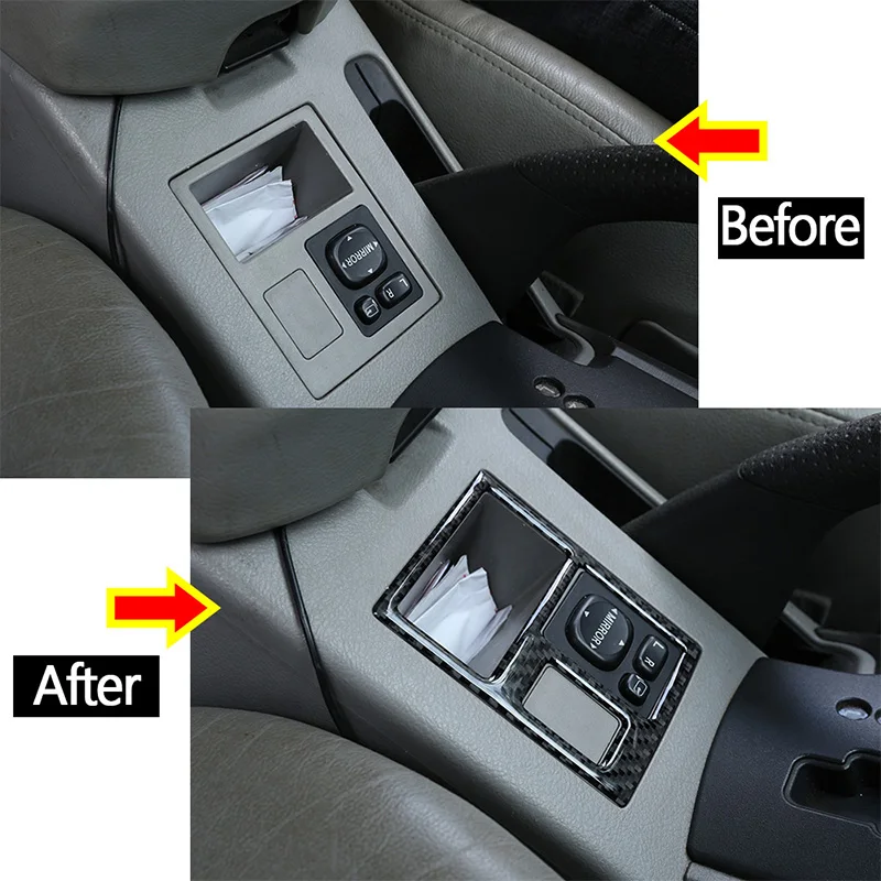 

For Toyota RAV4 2006-2012 Real Carbon Fiber 3D Sticker Rearview mirror adjustment switch frame Interior Car Accessories