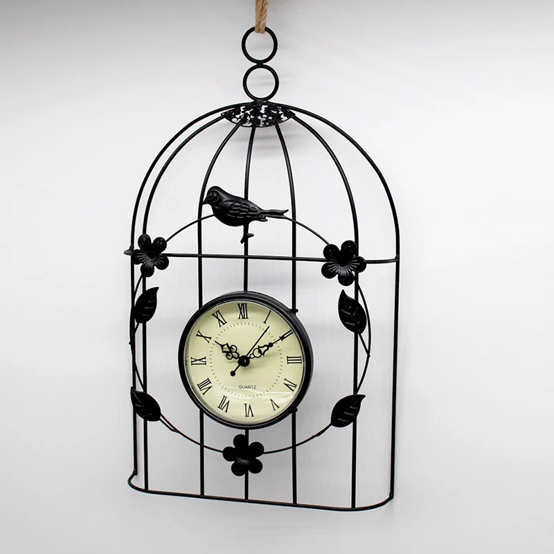 Настенные часы в виде птичьей клетки винтажный декор античном стиле подвесные |