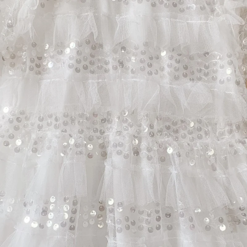 

Girl Dress Kids Dresses For Girls Mesh Casual Lace Princess Baby Girl Clothes Summer Short Sleeve Sequins Dress Kids Clothes