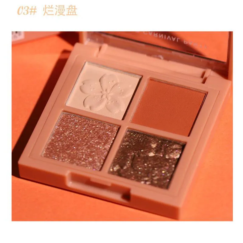 1 шт. четыре цвета теней для век матовые перламутровые блестки водостойкие и